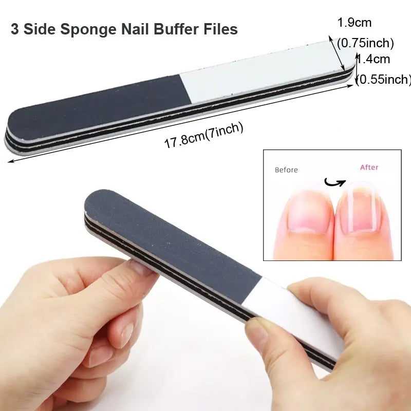 8pcs Nail Files Set 100/180 Nail Sanding Buffer Professional Manicure Files Makeup Pedicure Brushes Tool Extension cuticle Kits