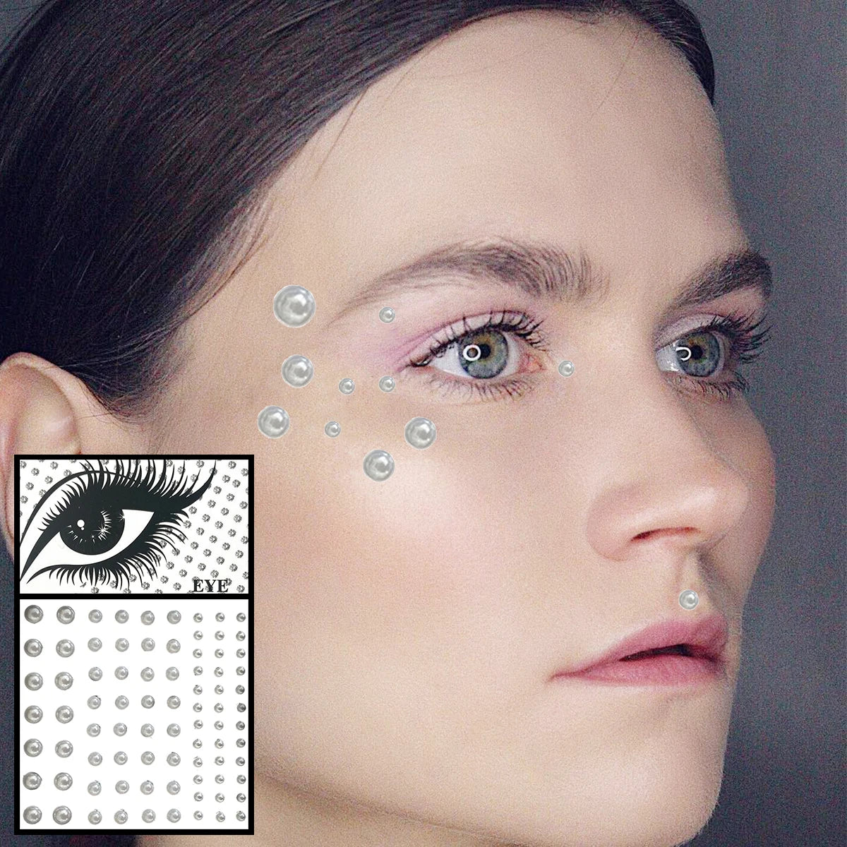 Red Heart Face Jewelry Temporary Tattoos Eye Forehead Diamonds Jewels Makeup Sticker Sparkle Water Drop Gems Nail Art Festival