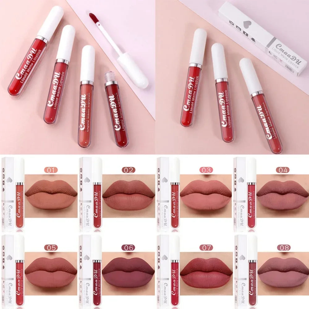 Women's Sexy Long-Lasting Velvet Matte Lip Gloss - Waterproof Nonstick Red Liquid Lipstick for Beauty Makeup