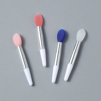 10pcs silicone lip brush mini lip mask brush portable lipstick makeup brush transparent applicator eye black stick makeup tool