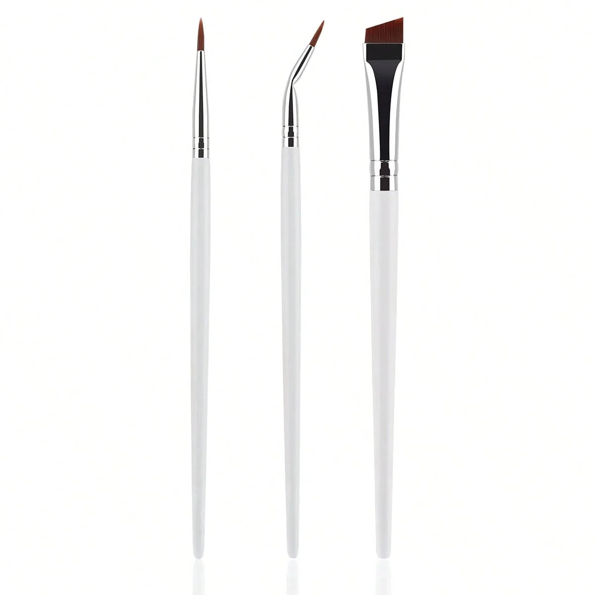 3pcs Eye Makeup Brush Ultra Fine Eyeliner Brush Set, Including Straight, Angled, Bent Tip, Suitable For Makeup
