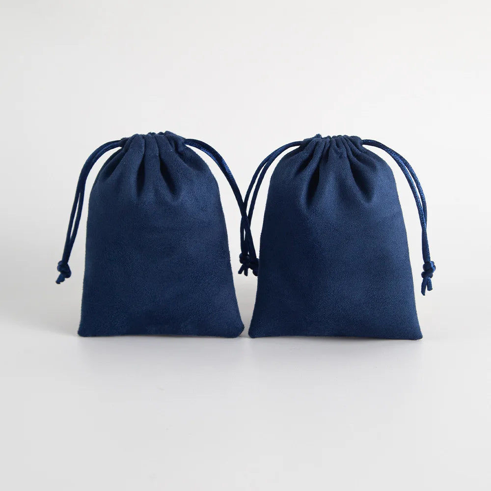10pcs/Lot  Tinifu Blue Flannel Jewelry Packaging Velvet Drawstring Pouch for Cosmetic Makeup Pouches Chic Wedding Favor Gift Bag