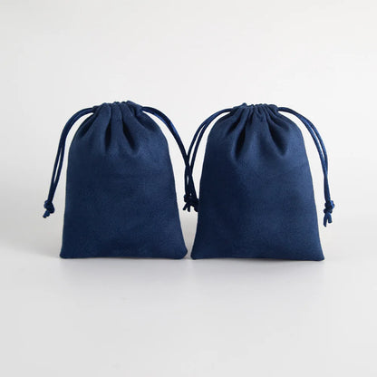 10pcs/Lot  Tinifu Blue Flannel Jewelry Packaging Velvet Drawstring Pouch for Cosmetic Makeup Pouches Chic Wedding Favor Gift Bag