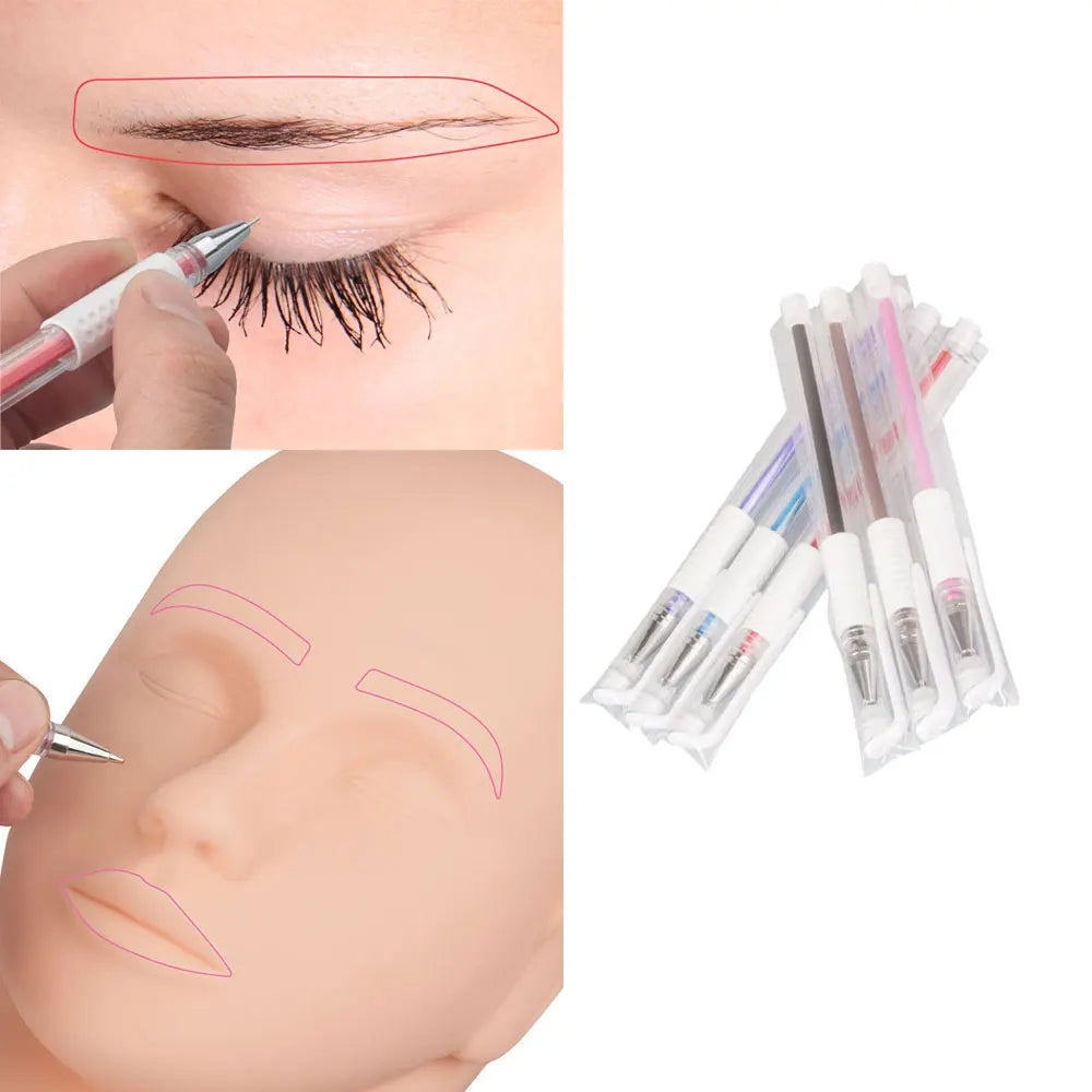 1Pc Tattoo Skin Marker Pen White Black Pink Color Pen for Permanent Makeup Eyebrow Scribe Waterproof Brow Pencil Tattoo Tools
