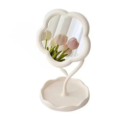 Cute Flower Design Desktop Mirror Creative Bedroom Home Decor Gift High Aesthetic Value Gao Yan Style Vanity Decorative Mirror