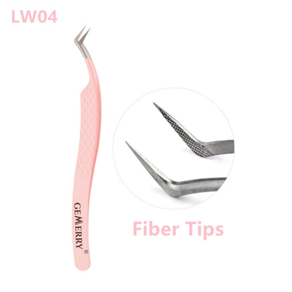 GEMERRY 1 Pcs Pink Gradient Angel Eyelash Tweezers Fiber Tips High Precision Professional Stainless Steel Tool