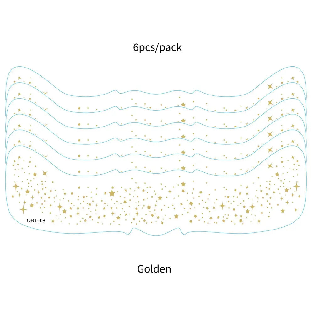 6pcs Hot Stamping Freckles Waterproof Temporary Tattoo Sticker Golden Silvery Metallic Flash Tato Glitter Body Art Face Makeup