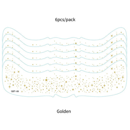 6pcs Hot Stamping Freckles Waterproof Temporary Tattoo Sticker Golden Silvery Metallic Flash Tato Glitter Body Art Face Makeup