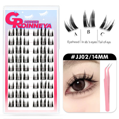 GROINNEYA Self Adhesive DIY Lash Extension Kit Lash Clusters No Glue Needed DIY Lash Extension Pre Glued Cluster Lashes