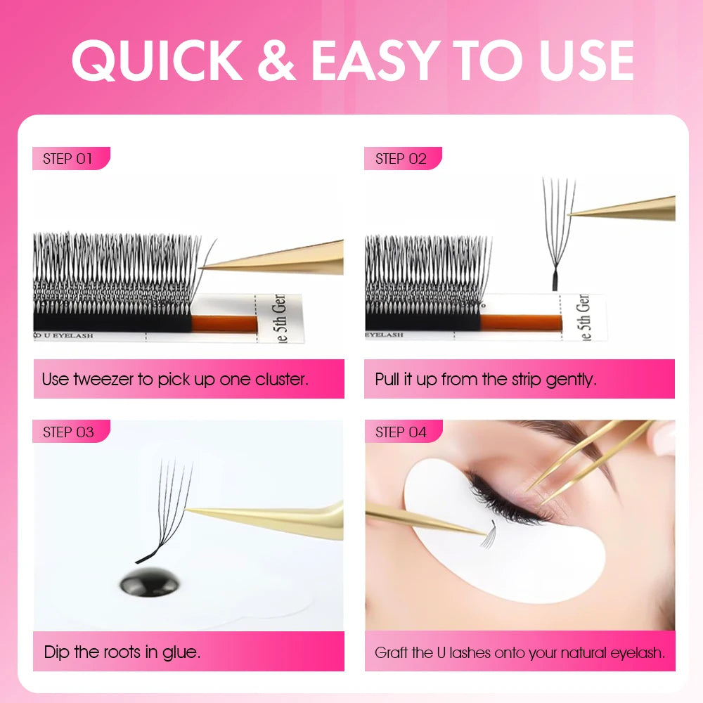 MASSCAKU L LU M Curl U Shaped Lashes 3D 4D 5D Super Soft Light Natural Eyelash Extensions High Quality Parallel Makeup Supplies