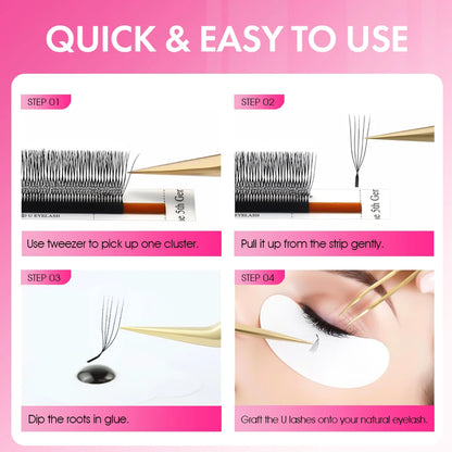 MASSCAKU L LU M Curl U Shaped Lashes 3D 4D 5D Super Soft Light Natural Eyelash Extensions High Quality Parallel Makeup Supplies