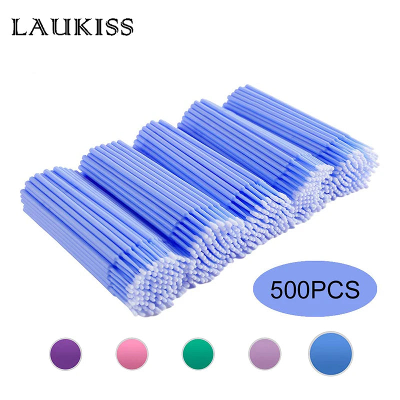 500pcs/lot Disposable Applicator Micro Brushes for Eyelash Extension Lash Cleaning Brushes Lip Brush Sticks Makeup Tools