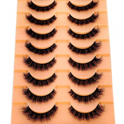 New 7/10 Pairs Faux Mink Eyelashes Handmade False Eyelashes Natural Nude Makeup Simulation Cross Messy Eye 3D Curly Eyelashes