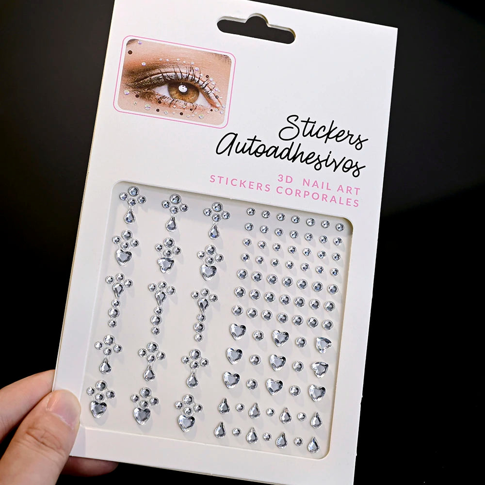 132/162/216/900pcs Coorful Diamonds Tattoos Stickers 3/4/5/6mm Face Rhinestones Tattoo for Party Body/Eye Makeup Gem Accessories