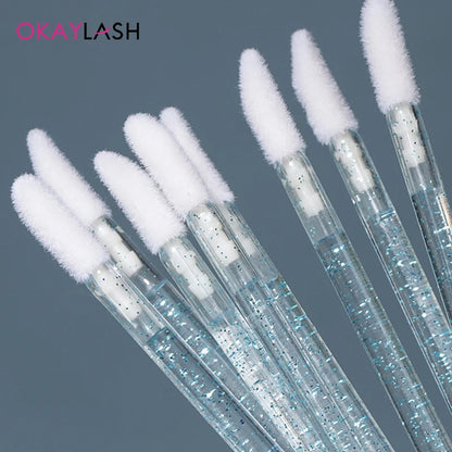 Okaylash Disposable Glitter Eyelash Extension Cleaning Brushes Crystal Micro Lip Gloss Applicator Shining Cleaner Makeup Tools