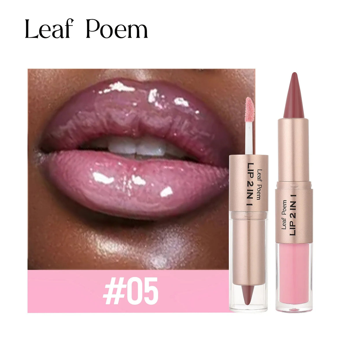 2IN1 Tapered Gradient Lipliner Pen Nude Brown Mirror Glass Lip Gloss Matte Lip Liner Waterproof Lip Contour Non Stick Makeup