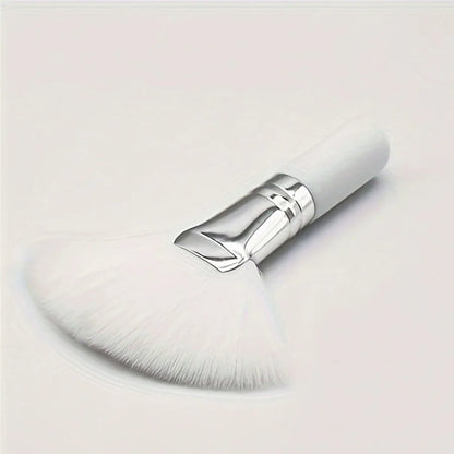 1pc Fanned Makeup Brush, Salon Quality, Soft Mini Facial Foam Brush Applicator, Portable, White