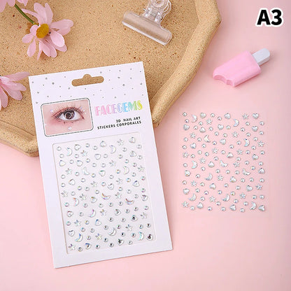 Makeup Diamond Eyes Face Festival DIY Body Crystal Gems Tattoo Adhesive Rhinestone Nail Art Decoration Acrylic Eyeshadow Sticker