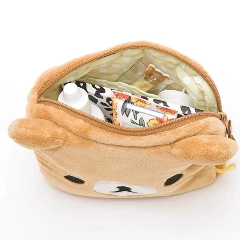 New Rilakkuma Storage Bag Cute Makeup Organizer Cartoon Bear Plush Multi Case Kawaii Cosmetic Bags Vanity Beauty Case