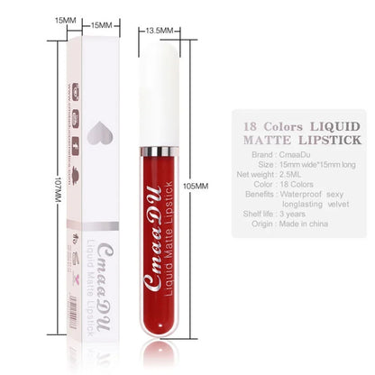 Women's Sexy Long-Lasting Velvet Matte Lip Gloss - Waterproof Nonstick Red Liquid Lipstick for Beauty Makeup