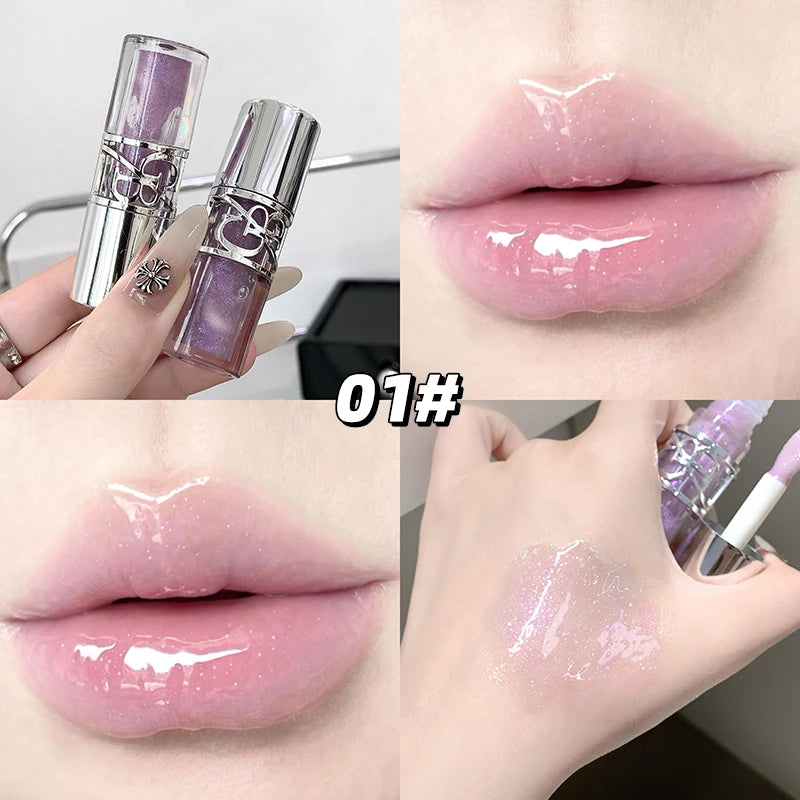 Gege Bear Sparkling Mirror Water Lip Gloss,hydrating and moisturizing Lip Gloss makeup, long-lasting color display lipstick gift