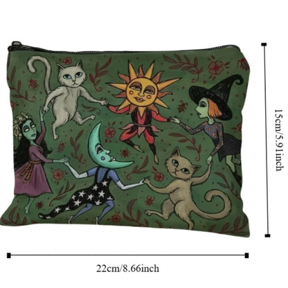New Cat and Moon Design Makeup Bag Portable Durable Storage Bag Trendy Forest Bag Gift