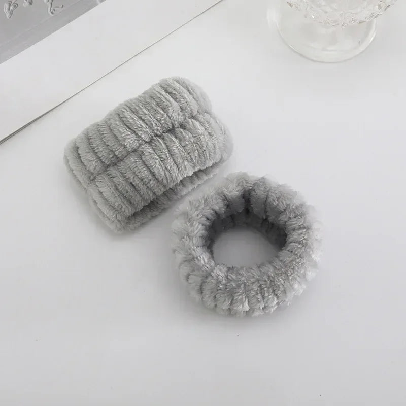 Women Makeup Coral Fleece Headband Wash Face Soft Hair Holder Elastic Top Knot Hairbands Girl Headwear Hair Accessories