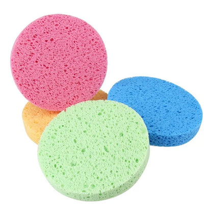 10pcs 8cm Face Round Makeup Remover Tool Natural Wood Pulp Sponge Cellulose Compress Cosmetic Puff Facial Washing Sponge