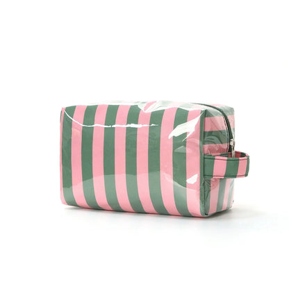 Striped Toiletry Bag Women's Travel Cosmetic Storage Bag Portable Casual Makeup Organizer for Business Trip