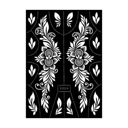 Reusable Henna Stencil for Hand Body Painting Flower Henna Tattoo Template for Women Wedding Festival Body Makeup Tattoo Tools