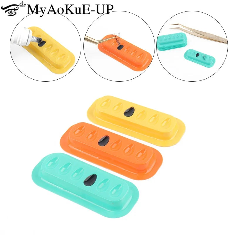 100pcs Disposable Eyelash Extension Glue Holder Pallet Gasket Lash Adhesive Container Tray Eyes Pad Long Strip Makeup Tool