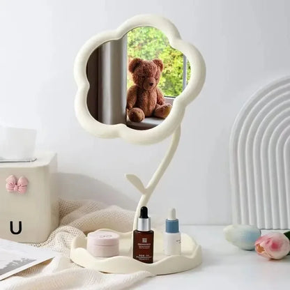 Cute Flower Design Desktop Mirror Creative Bedroom Home Decor Gift High Aesthetic Value Gao Yan Style Vanity Decorative Mirror
