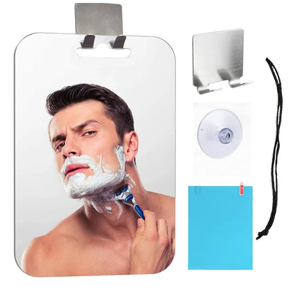 Big Size Acrylic Mirror Set Anti Fog Mirror for Bathroom Shower Shaving Washroom Fogless Fog Free Travel Mirror Non-Slip Stand