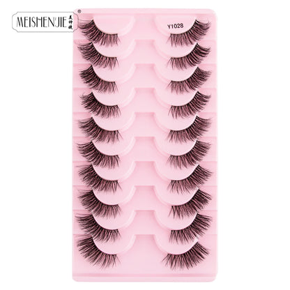 3/10 Pairs Half Lashes Cat Eyelashes Natural Long Handmade 3D Mink Lashes Makeup Tool Reusable Fake Eyelash maquillaje Faux Cils