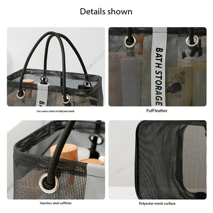 Collapsible Mesh Drain Basket 2in1 Travel Toiletry Swimming Organizer Large Portable Carry Handle Eco Friendly Storage