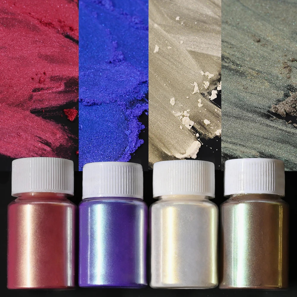 10g/Bottle White/Pink Pearlescent Nail Art Powder Sparkly Mermaid Chrome Pearl Pigment Aurora Manicure Mica Mineral Rubbing Dust