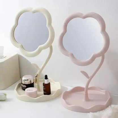 Cute Flower Design Desktop Mirror Creative Bedroom Home Decor Gift High Aesthetic Value Gao Yan Style Vanity Decorative Mirror