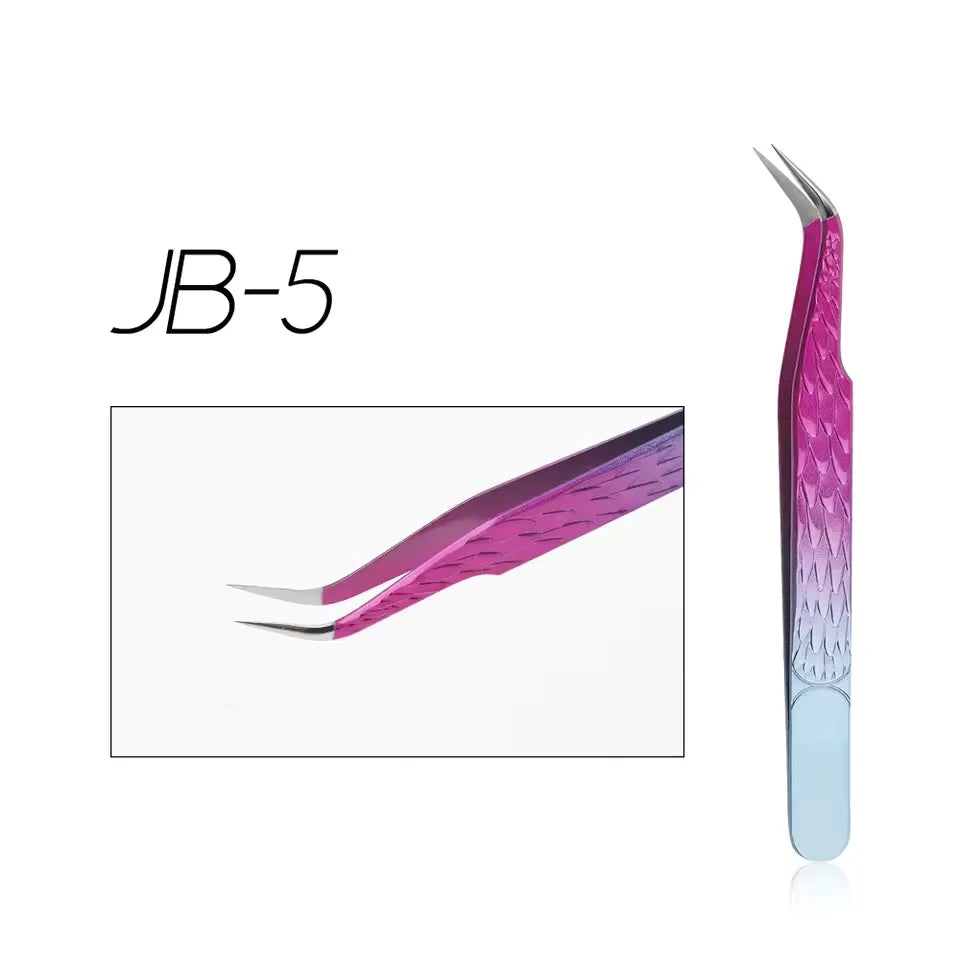 GEMERRY 1 Pcs Pink Gradient Angel Eyelash Tweezers Fiber Tips High Precision Professional Stainless Steel Tool
