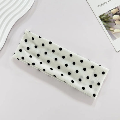 1pc Polka Dot Yoga Elastic Headband – Fashionable Dot-pattern Makeup Headband, Sports & Fitness Sweat-absorbent Hairband
