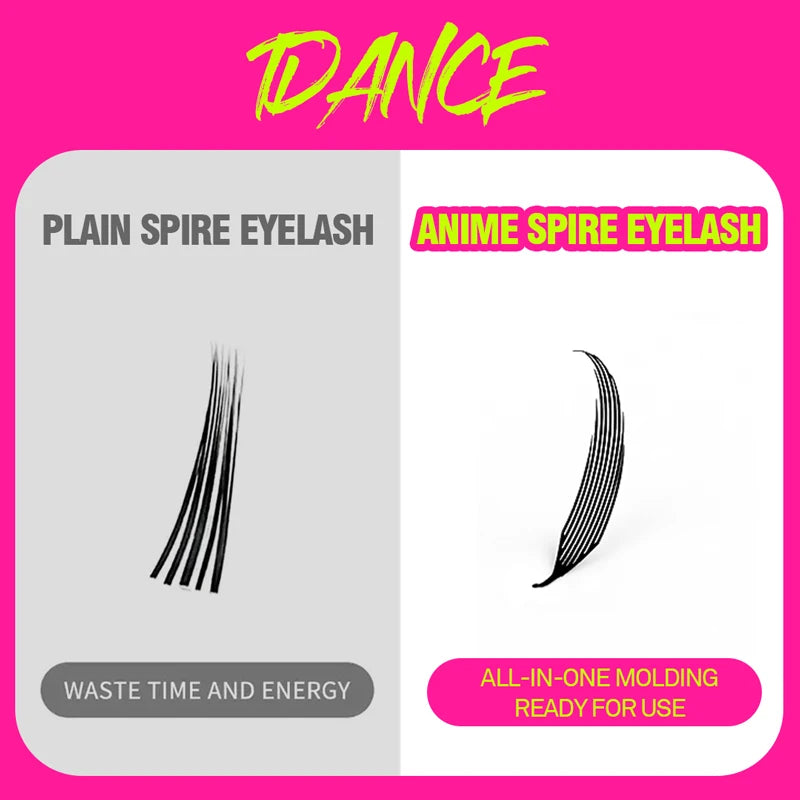 TDANCE Comic Spire Lashes Feather Shape Manga False Lashes Anime Lashes Natural Lightweight Individual Volume Lashes Makeup Tool