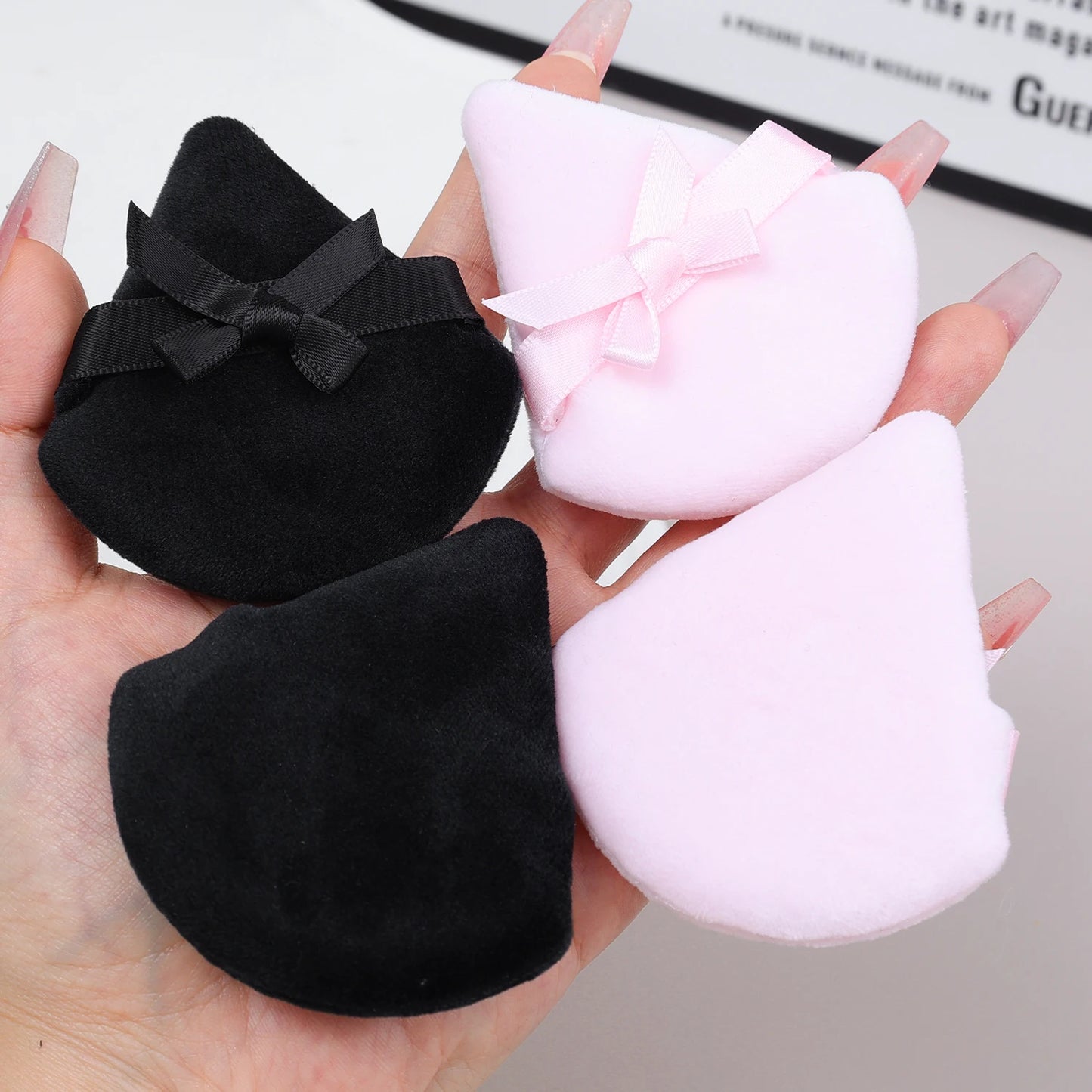 20pcs Makeup Puffs Short Fluff Bow Triangle Powder Puff Lightweight Crystal Velvet Face Eye Contouring Shadow Seal Cosmetic Puff