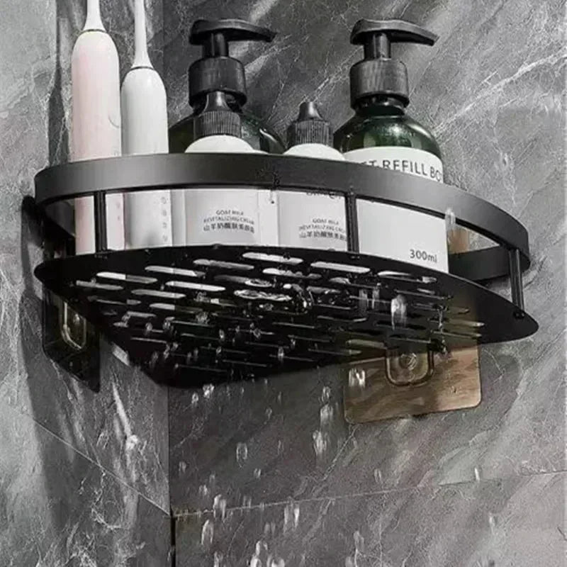 Aluminum Alloy Shampoo Rack Makeup Bathroom Accessories Storage Organizer Shower Shelf Bathroom Shelf No Drill Wall Corner Shelf