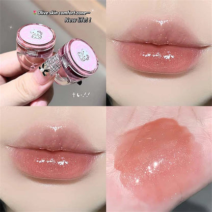 Kitten Ring Solid Lip Gloss–Natural Juicy Shine Moisturizing Tinted Lip Balm Plumping Lipstick Korean Makeup Waterlight Glossy