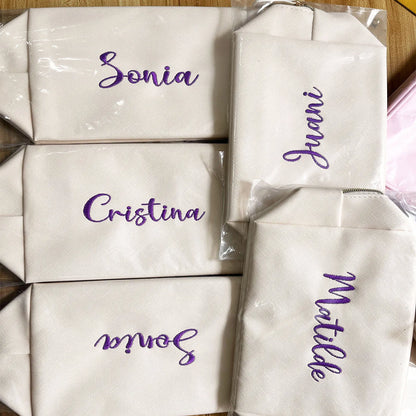 Personalized Embroidery Makeup Bag Portable PU Saffiano Leather Waterproof Toiletry Cosmetic Kits for Man Woman Custom Name Logo