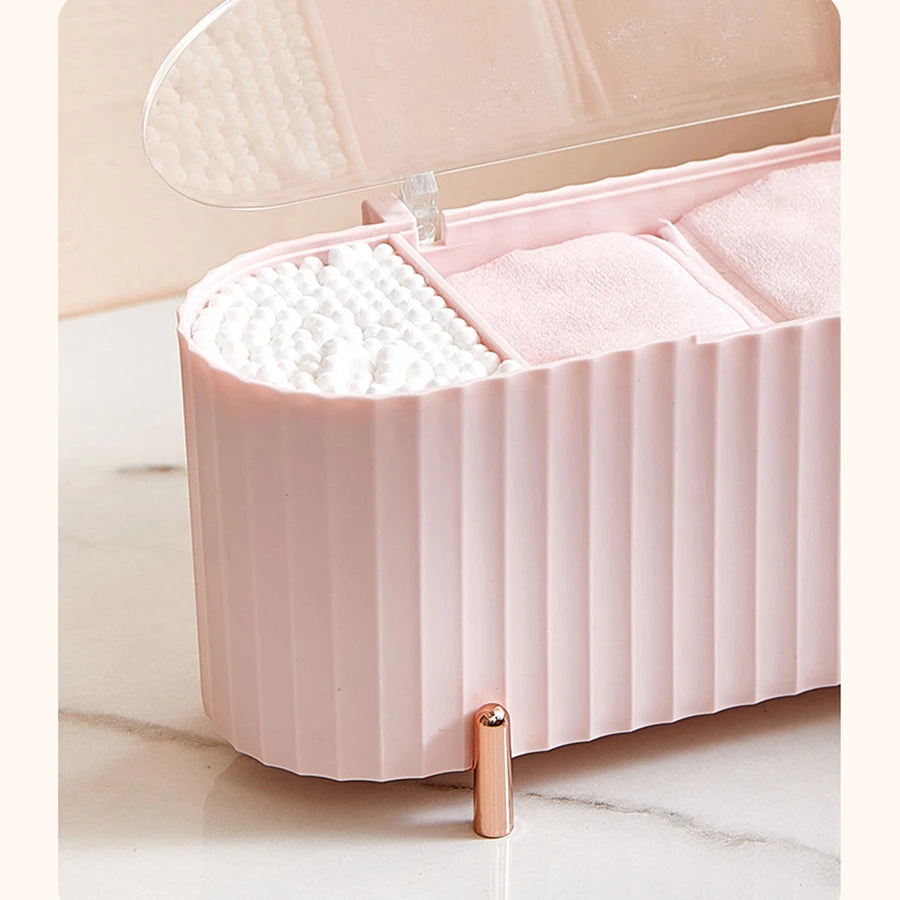3 Grids Makeup Sponge Puff Storage Box Swab Clear Desktop Organizer Beauty Egg Bathroom Shelf Cleaning Rod Beauty Tool Container