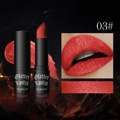 Waterproof Nude Glitter Lipstick 7 Colors Long Lasting Non-stick Cup Velve Red Mermaid Sexy Shimmer Lipsticks Makeup Cosmetic