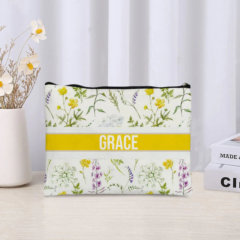 Custom Makeup Bag Trendy Canvas Travel Cosmetic Organizer Luxury Wedding Bridesmaid Gift Purse Vintage Brand Side Bag for Ladies