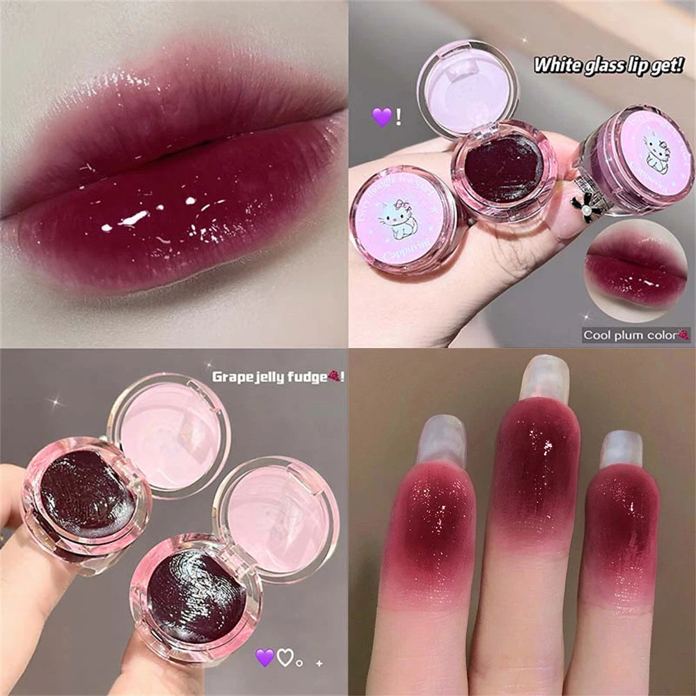 Kitten Ring Solid Lip Gloss–Natural Juicy Shine Moisturizing Tinted Lip Balm Plumping Lipstick Korean Makeup Waterlight Glossy