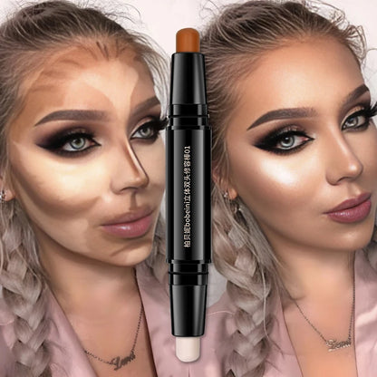 Double Head Highlight Pen High Quality Makeup Base Foundation Stick Contouring Stick for Three-dimensional Nose Bridge Shadow