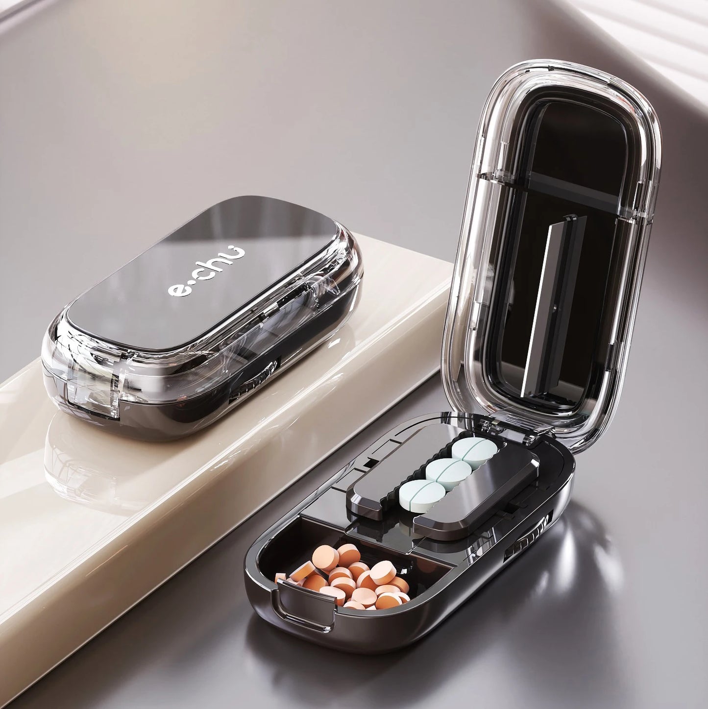 Sharp Pill Cutter Half Storage Compartment Box Splitter Divide Medicine Organizer Drug Slicer Medicine Tablet Storage Container